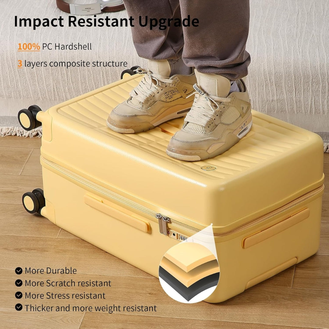 Vacation-ready 20-inch hardshell carry-on luggage, lightweight & airline-approved for easy packing.