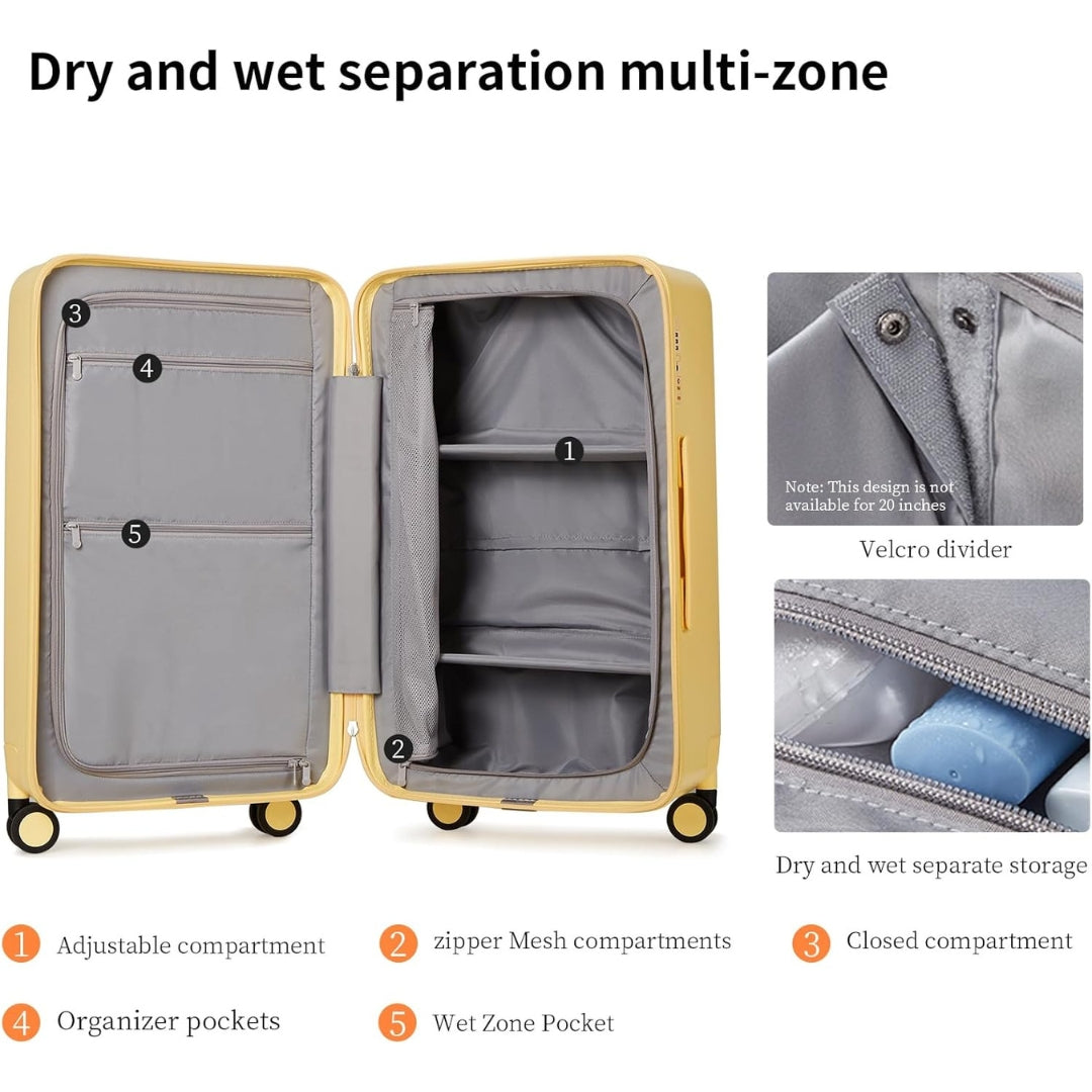 Professional 20" unisex carry-on, durable PC shell & spinner wheels for smooth, efficient business travel.