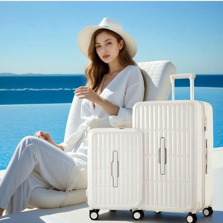 Robust 20-inch carry-on luggage with a triple-layer PC shell, ensuring durability for all airport adventures.