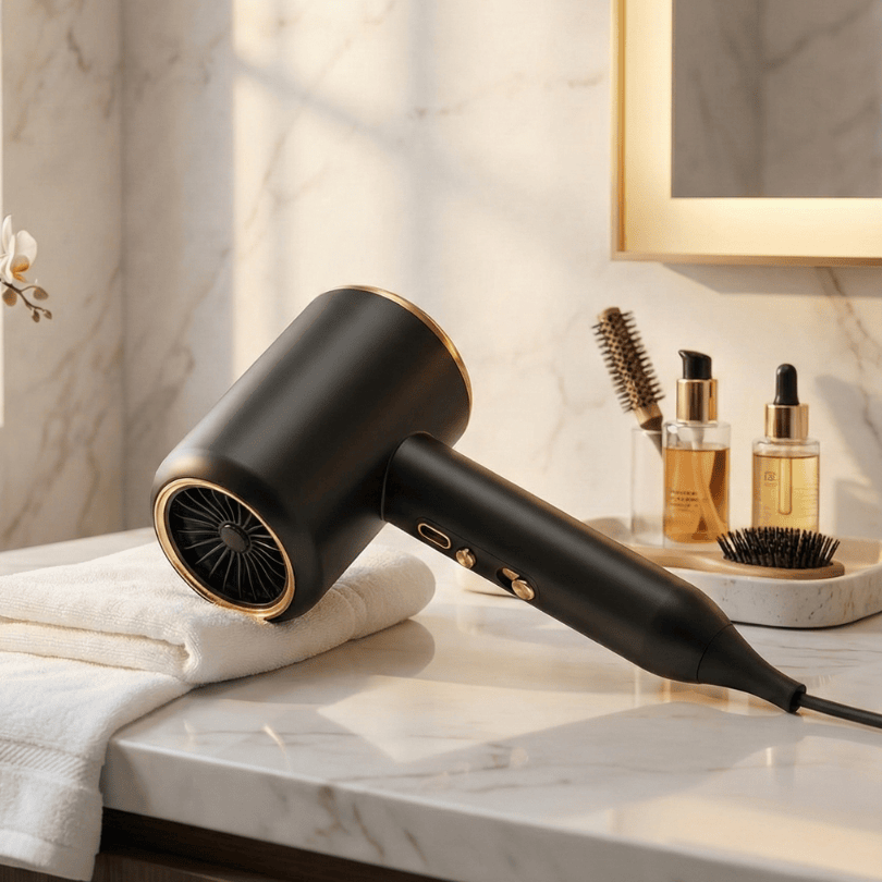 Unisex 2400W ionic hair dryer for fast, frizz-free styling & salon-quality results. Powerful & quiet.