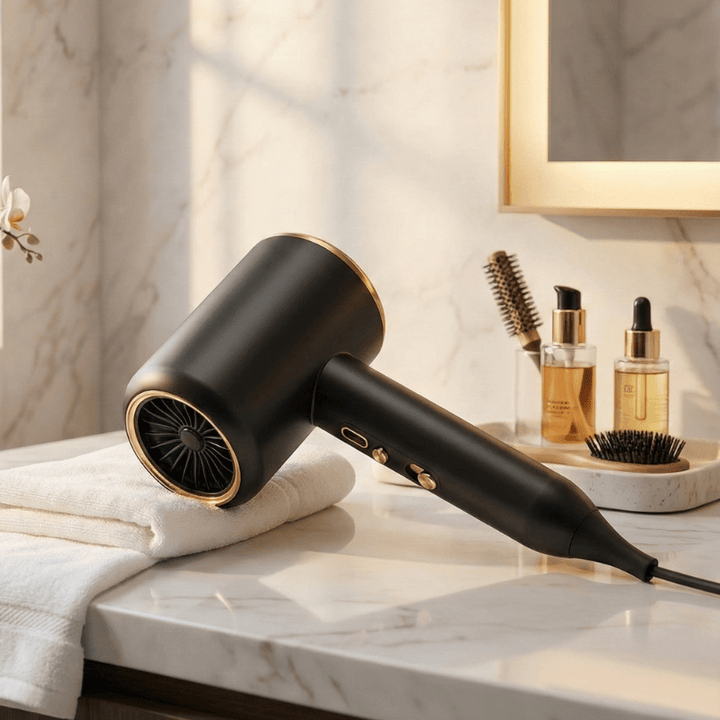 Unisex 2400W ionic hair dryer for fast, frizz-free styling & salon-quality results. Powerful & quiet.