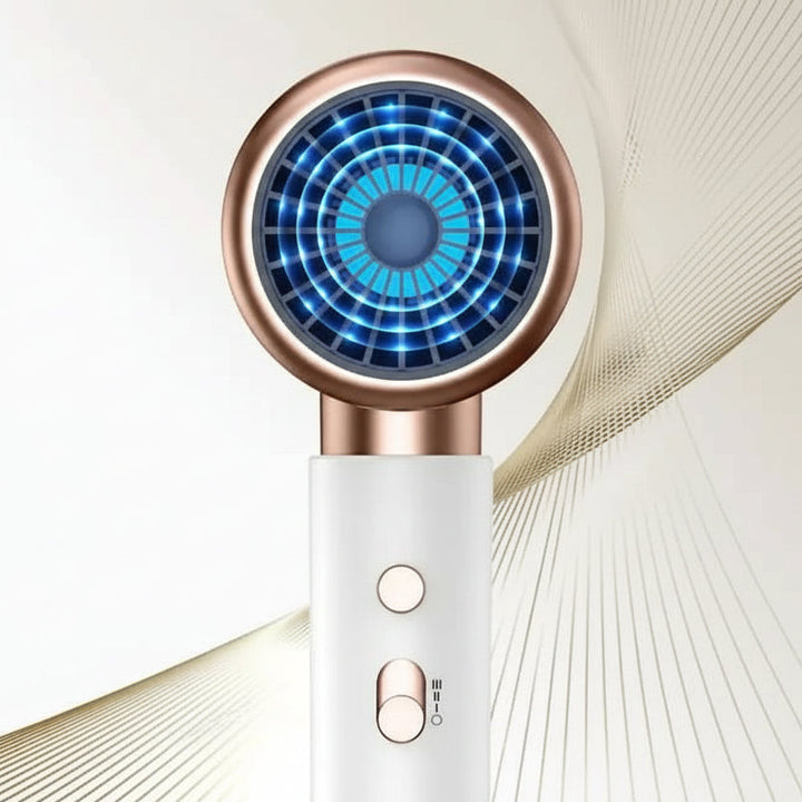 Ionic hair dryer with cool shot for setting styles. Achieve smooth, frizz-free, lasting results easily.