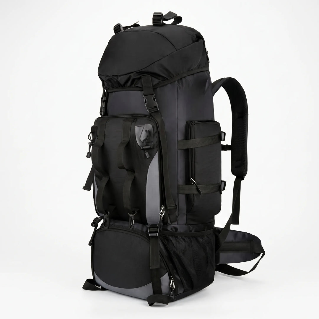 Ergonomic 24gal large hiking backpack, comfortable for extended trips, camping, and carrying heavy outdoor gear.