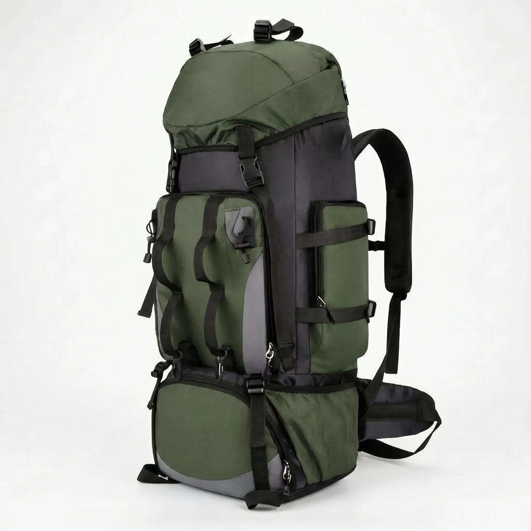 Multi-compartment 24gal hiking backpack, offering large capacity for organized outdoor adventure and travel gear.