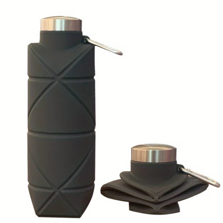 Unisex 25 fl oz collapsible silicone water bottle, perfect for portable hydration during fitness & travel. Leakproof design.