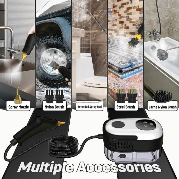 Ergonomic 2500W high pressure steam cleaner, comfortable for extended heavy duty cleaning tasks.