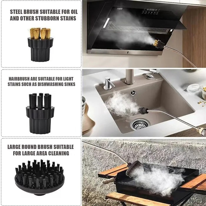 Multipurpose 2500W steam cleaner with various nozzles for effective deep cleaning and detailing.