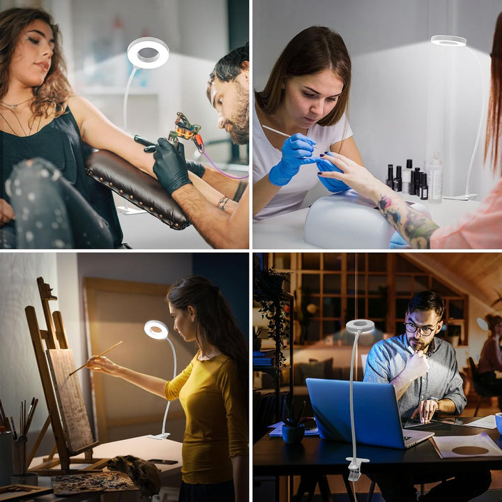 Stylish LED desk lamp with 3 light modes and a non-slip clamp base