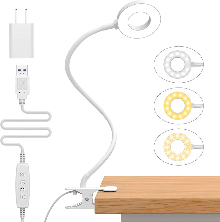 USB powered LED clamp lamp for computers, with flexible gooseneck for precise lighting