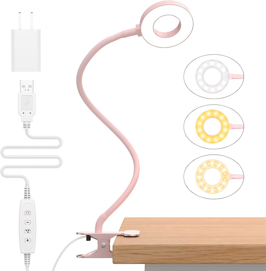 Contemporary LED desk lamp with a flexible gooseneck for directed light, USB powered