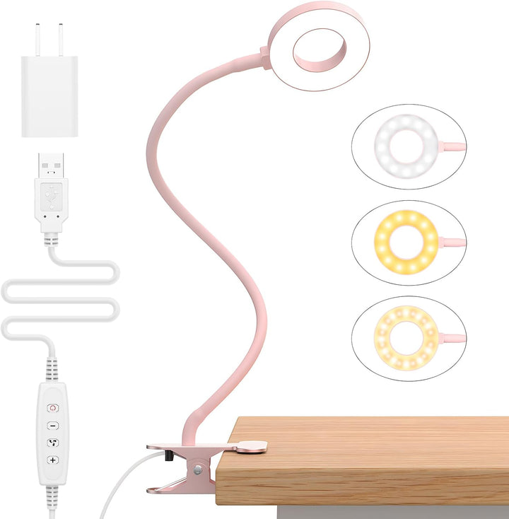 Contemporary LED desk lamp with a flexible gooseneck for directed light, USB powered
