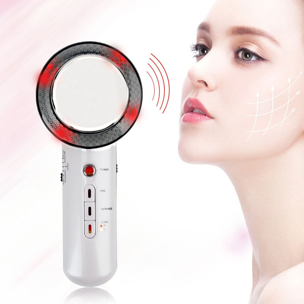 Unisex 3-in-1 Fat & Cellulite Remover for body sculpting & skin tightening. Features EMS, ultrasonic, & infrared.