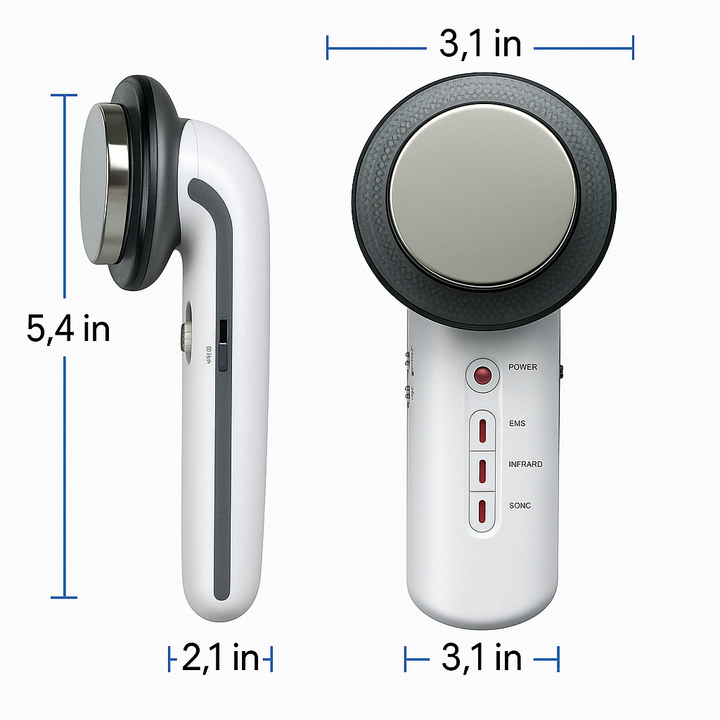 Multifunctional beauty device with EMS, ultrasonic, & infrared for effective fat & cellulite removal & skin tightening.