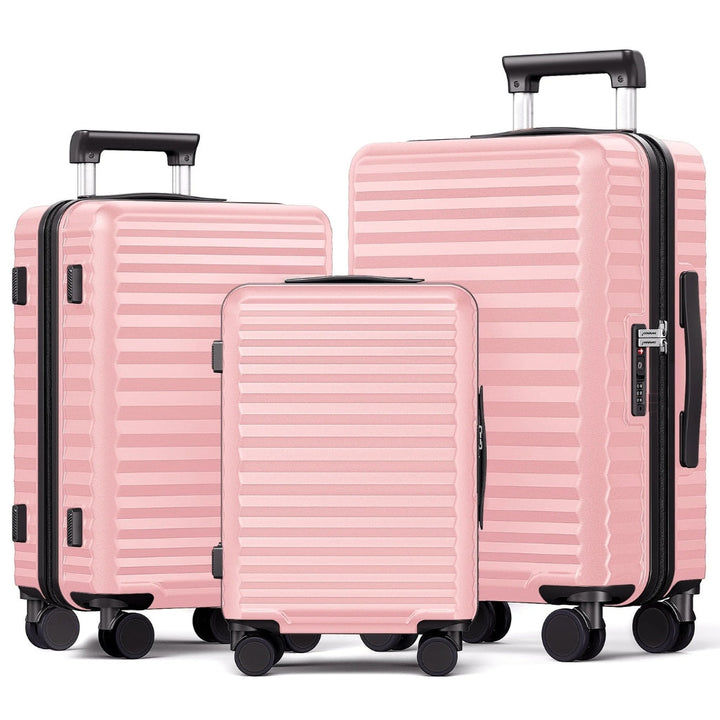 Durable & lightweight 3-piece spinner suitcase set, hardshell travel gear for easy airport navigation & vacations.