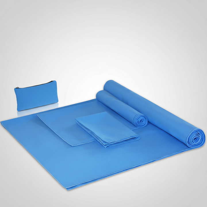 Compact and lightweight 3-in-1 microfiber towel set, ideal for unisex use