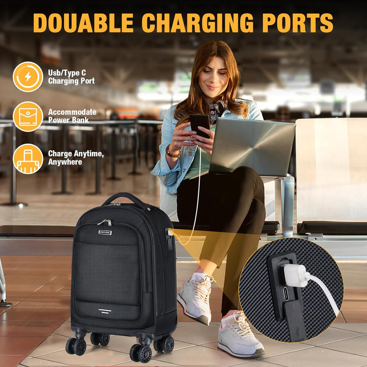 Durable 30L rolling laptop backpack featuring water-resistant material & quiet 4 spinner wheels for seamless travel.
