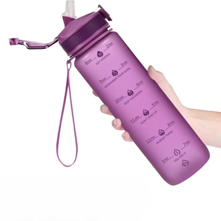 Unisex 30oz motivational water bottle with straw for gym & office hydration. BPA-free, leakproof.