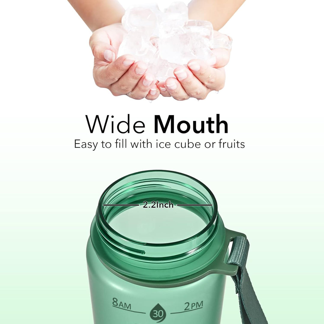 Hydration tracker water bottle, 900ml, with straw. Unisex design, great for fitness & daily use.