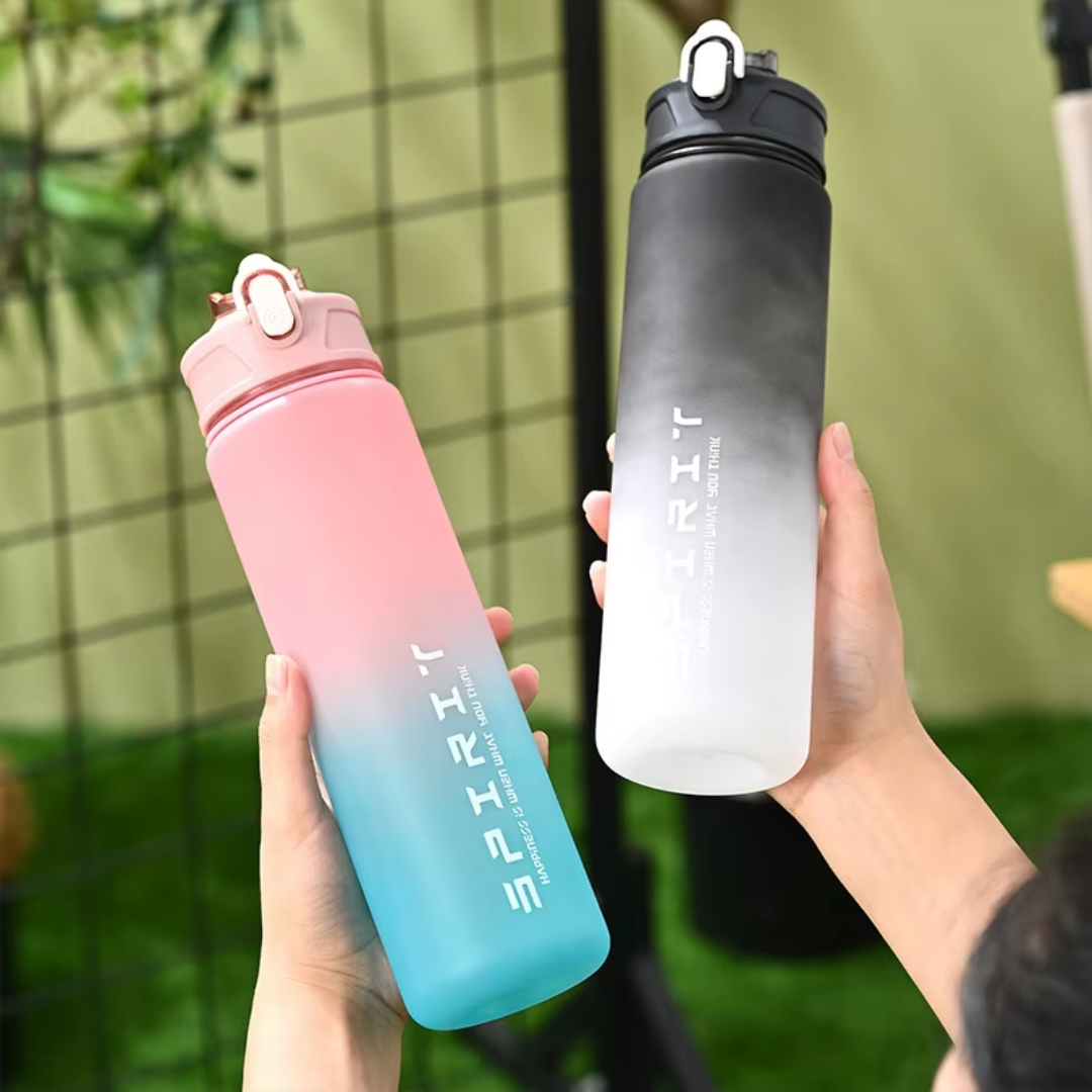 Durable 1L leakproof sports water bottle, perfect for gym, outdoor, travel, ensuring active hydration.