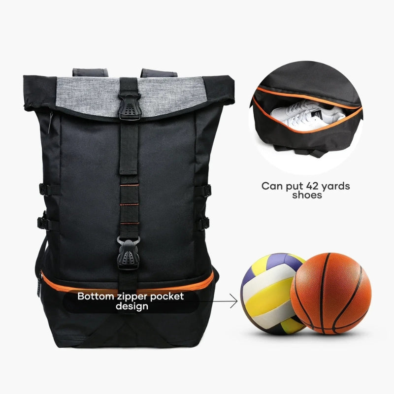 Durable nylon 35L travel backpack, ideal as a sports bag or gym bag for all your essentials.