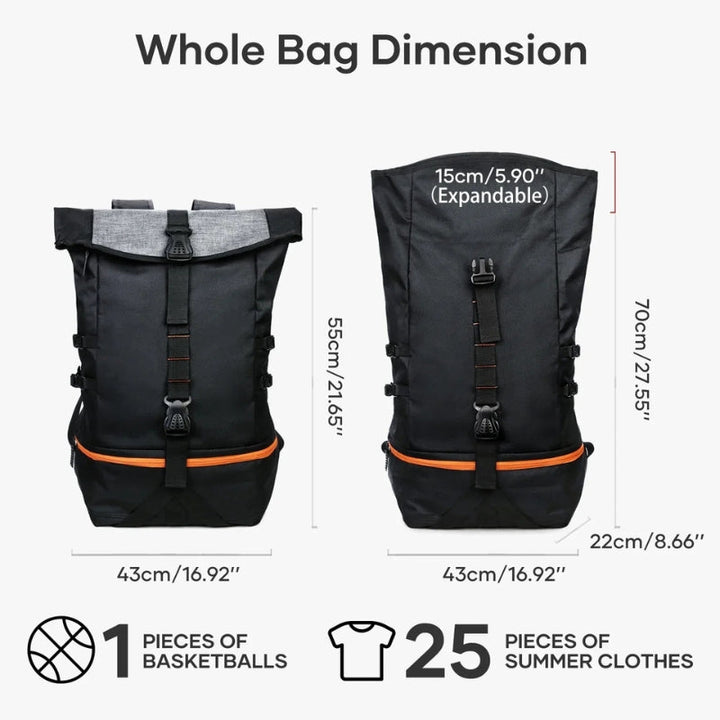 Multifunctional 35L SportsPro backpack, perfect as a travel bag, gym bag, or gear organizer.