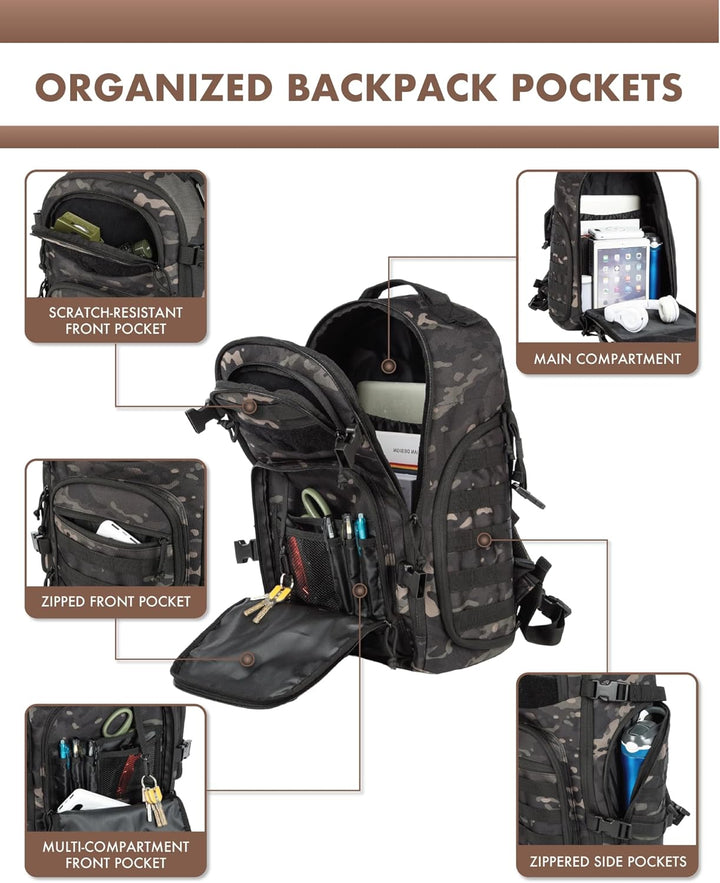 Unisex 35L Outdoor Tactical Backpack with Laptop Storage