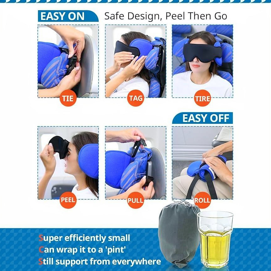 Soft memory foam travel neck pillow with sleep mask, a comfortable and portable accessory.