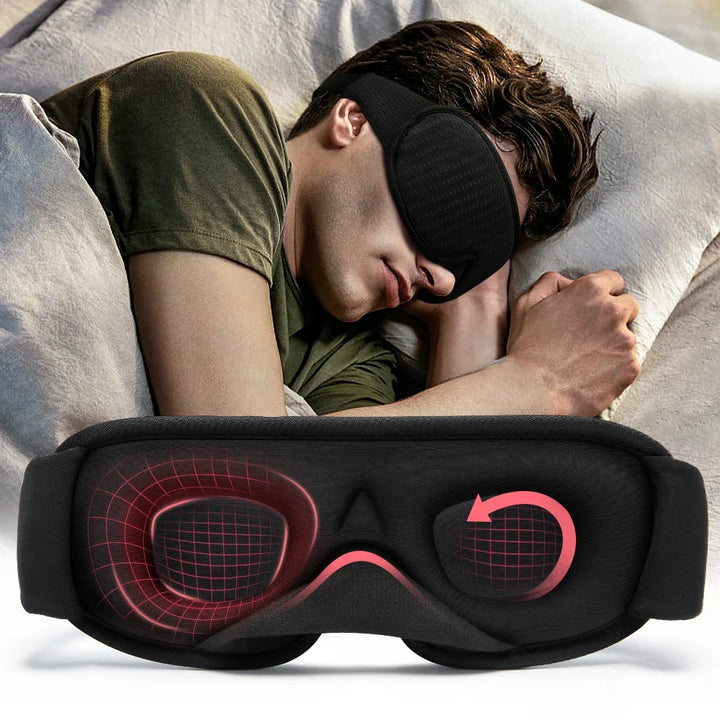 Premium 3D contoured sleep mask for deep, comfortable, light-blocked sleep & relaxation.