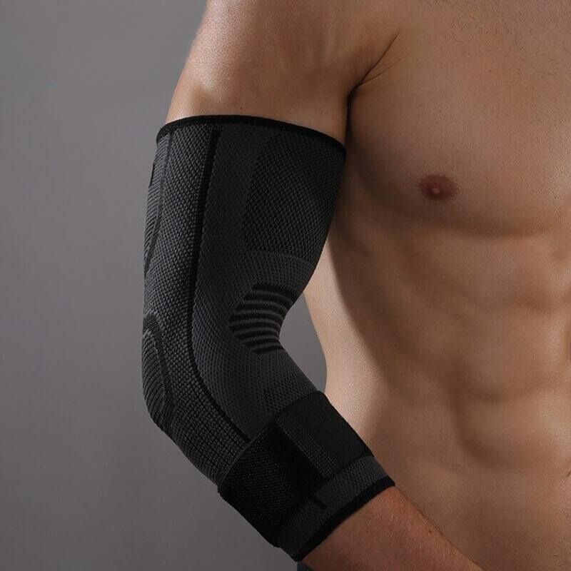 Unisex athletic elbow brace for sports injury recovery, arm support, and joint pain relief.