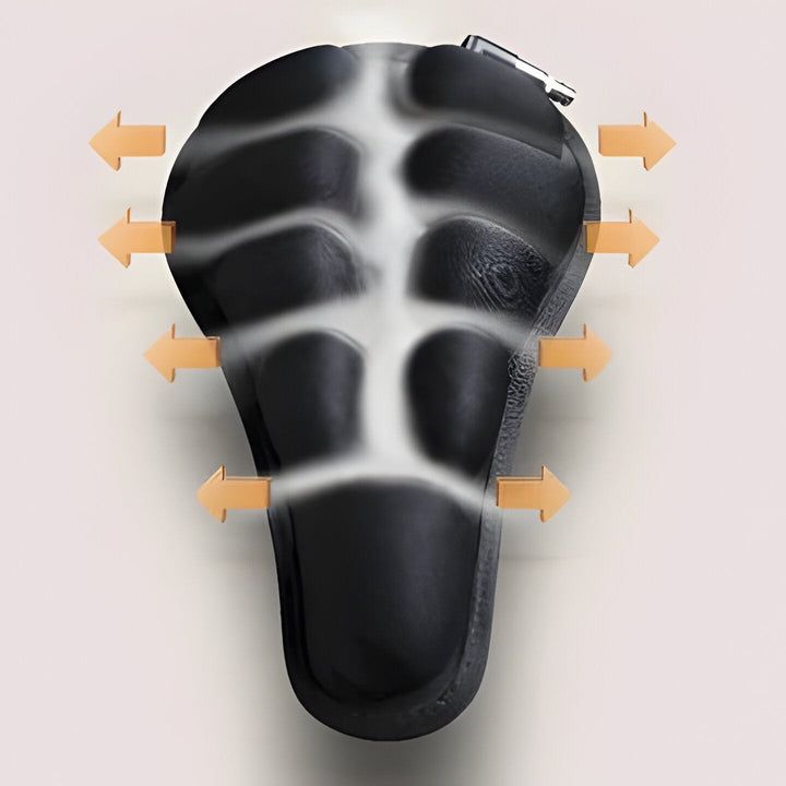 Inflatable bicycle seat cushion. Breathable, anti-slip design ensures superior comfort & shock absorption for cyclists.