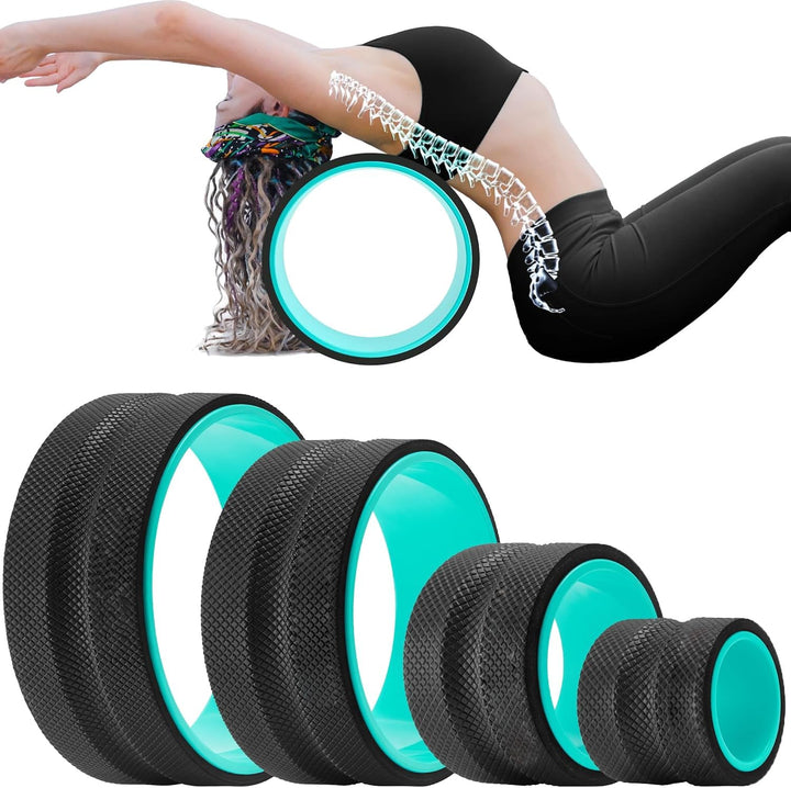 Unisex 4-pack back roller & yoga blocks for pain relief, stretching, and fitness.