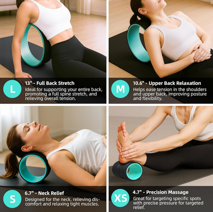 Artheva back roller wheel set with yoga blocks for muscle recovery and exercise.
