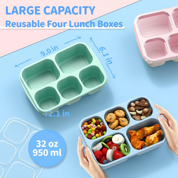 Kids and adults will love these 4-pack bento lunch containers for their fresh, separated meals.