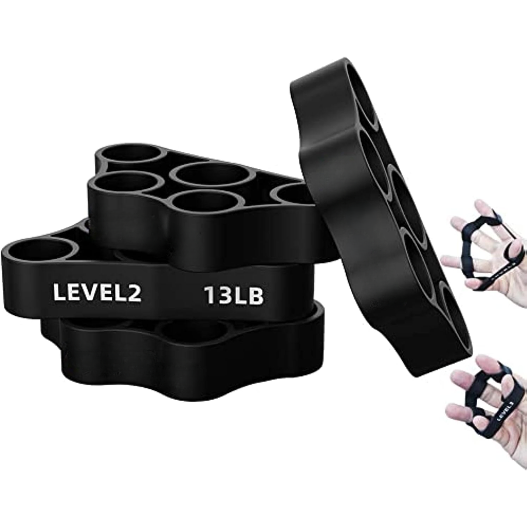 Unisex 4-pack grip strengthener set for hand exerciser, forearm trainer, and finger strength training.