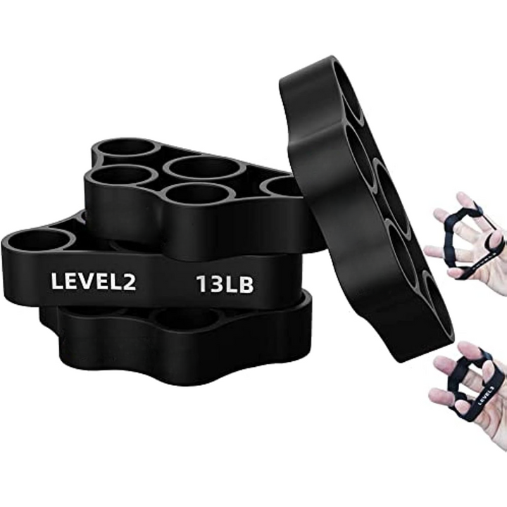 Unisex 4-pack grip strengthener set for hand exerciser, forearm trainer, and finger strength training.