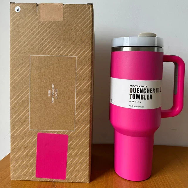 Vibrant 40oz insulated tumbler, straw and lid, great for colorful drinkware collections.