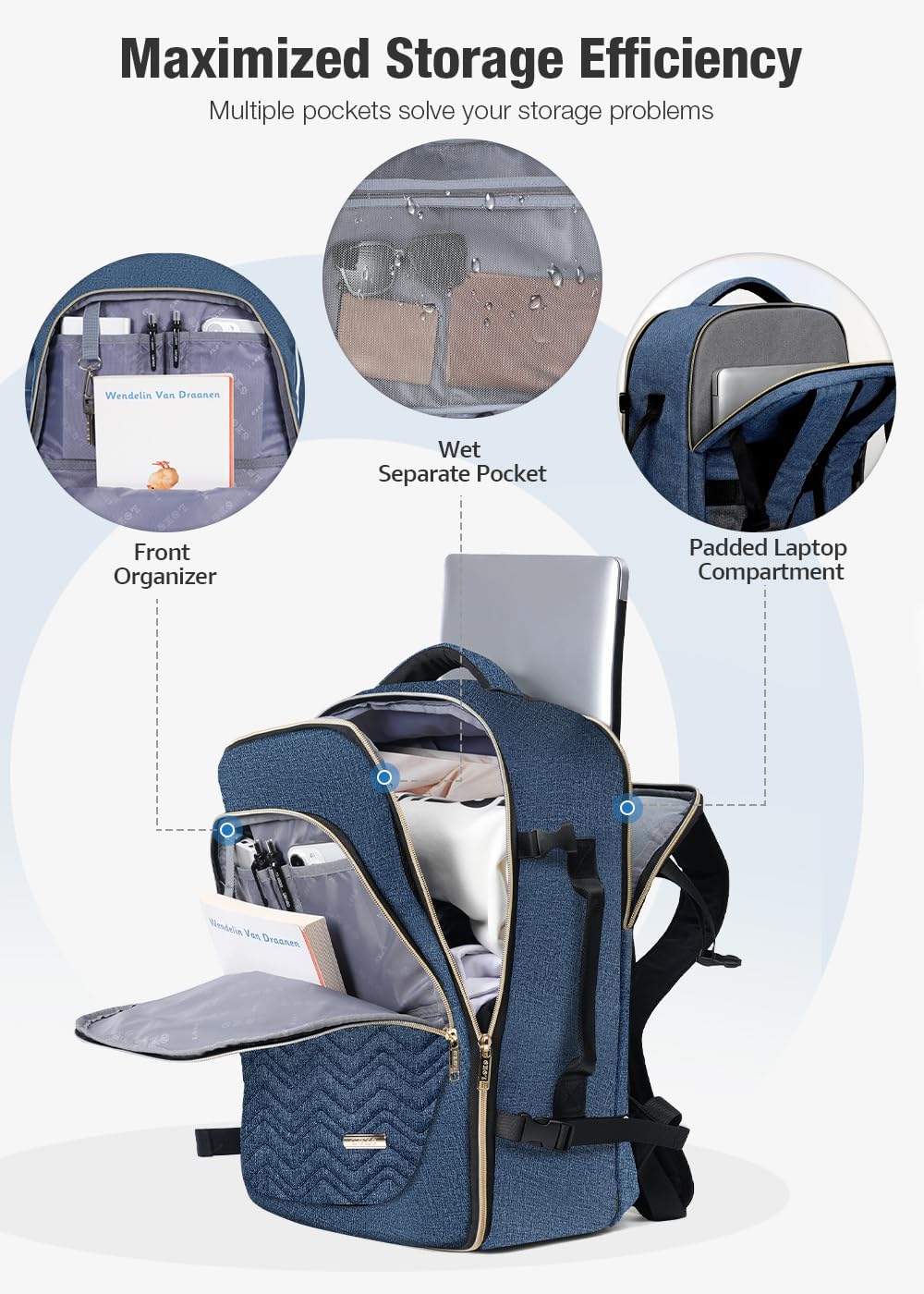 Sleek 40L airline-approved travel backpack, featuring a secure laptop compartment for commuters & adventure.