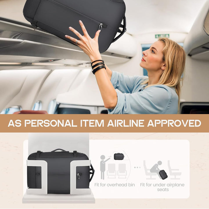 Unisex 40L business travel backpack, waterproof fabric, integrated USB port, and large capacity for essentials