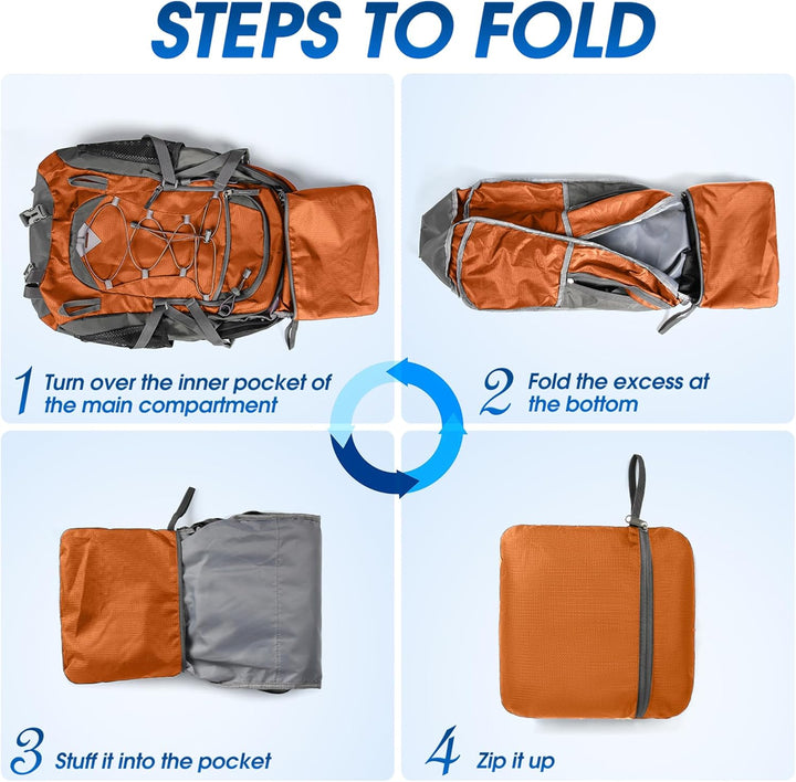 Lightweight 40L waterproof backpack for hiking & camping. Unisex travel rucksack, packable design.