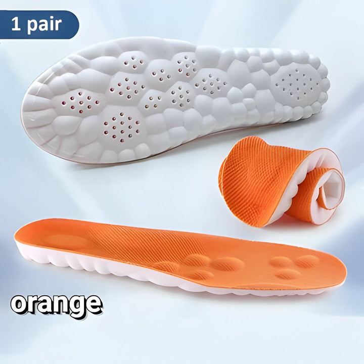 Sports performance insoles: 4D cushioning & arch support for active lifestyles. Reduce fatigue & enhance comfort in athletic shoes.