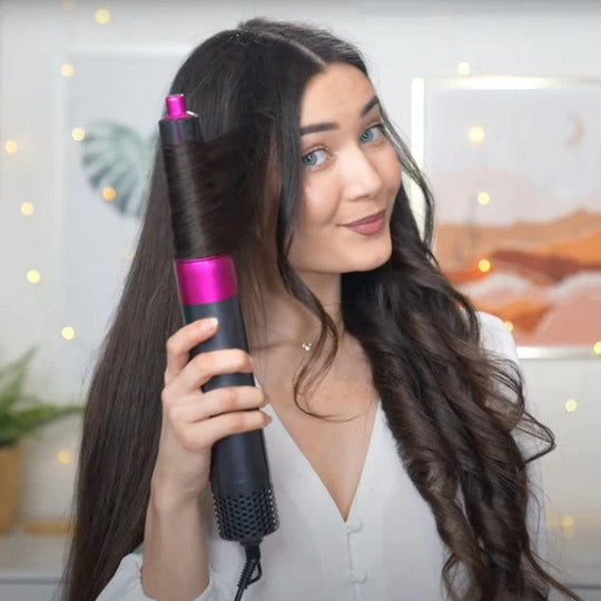 Straightening brush attachment of the 5-in-1 hair dryer for sleek, smooth, and frizz-free hair styling.