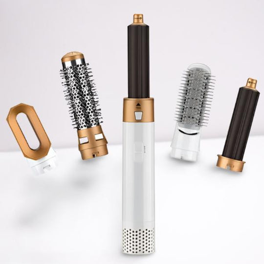 Easy styling with the 5-in-1 hair dryer & styler, perfect for all hair types to dry, curl, volumize, and straighten.