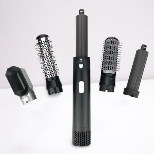 Premium 5-in-1 hair styler with multiple attachments for professional, salon-quality results and damage-free styling.