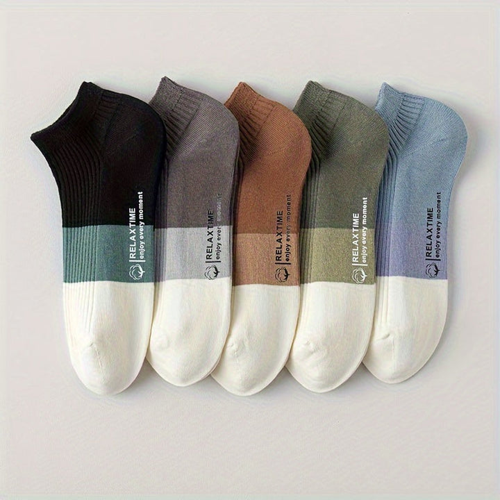 Unisex 5-pack breathable cotton ankle socks for everyday comfort.