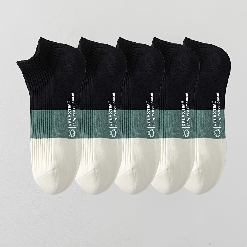 Durable & casual 5-pack of breathable cotton ankle socks, unisex design for daily wear.