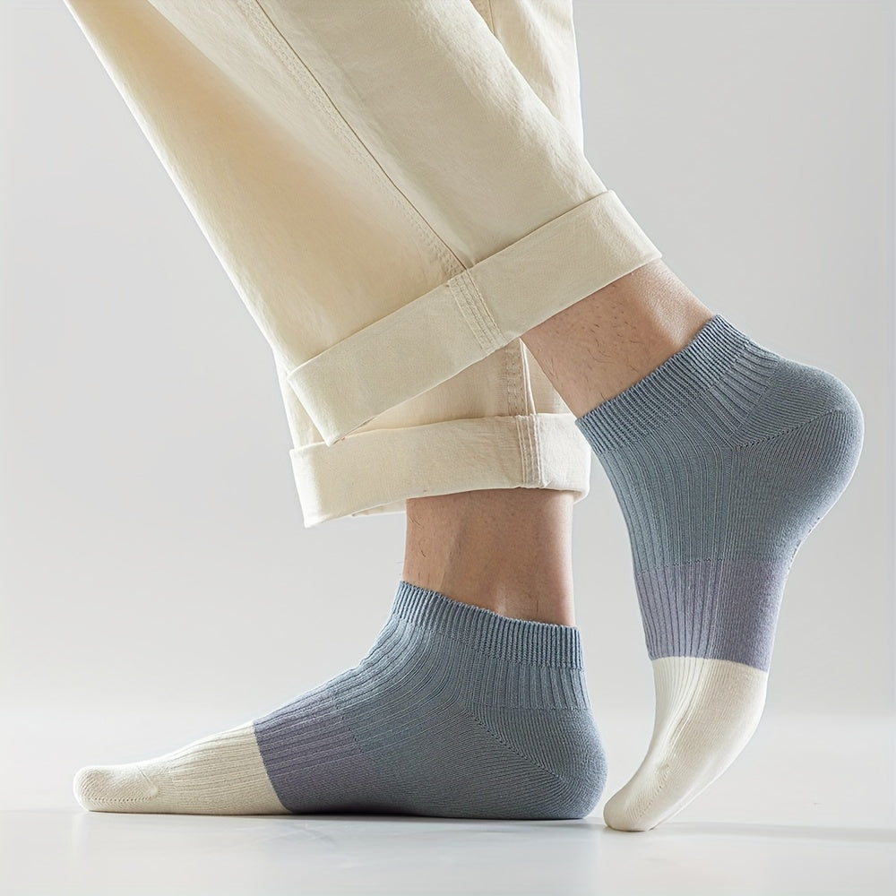 5 pairs of breathable cotton ankle socks, unisex low-cut design for daily comfort.