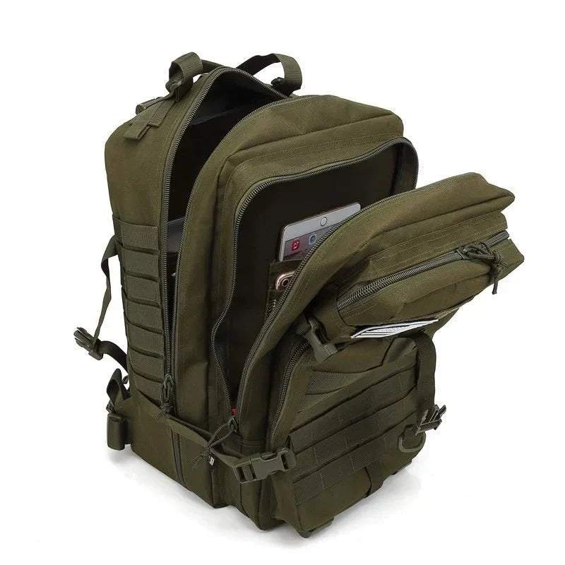 All-weather 50L waterproof travel backpack, great for hiking, camping & outdoor adventure.