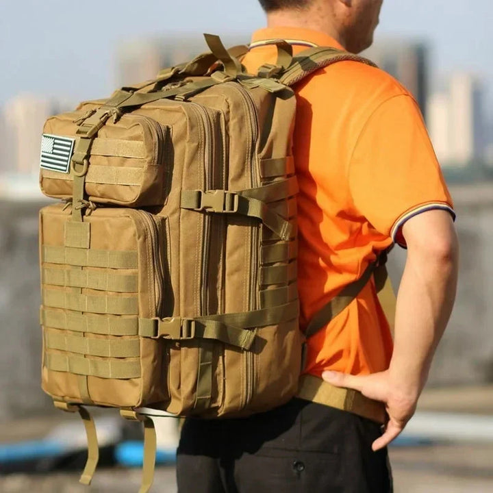 Unisex 50L large capacity waterproof backpack, essential for long hiking trips.