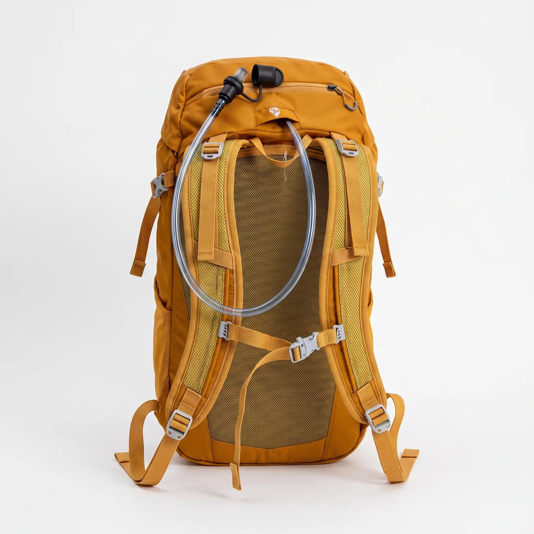 Waterproof 6.6-gallon hiking daypack for men & women, with protective rain cover, essential for outdoor trail camping.