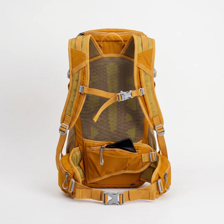 Ergonomic 6.6-gallon hiking daypack with secure compartments & integrated rain cover, perfect for any adventure.